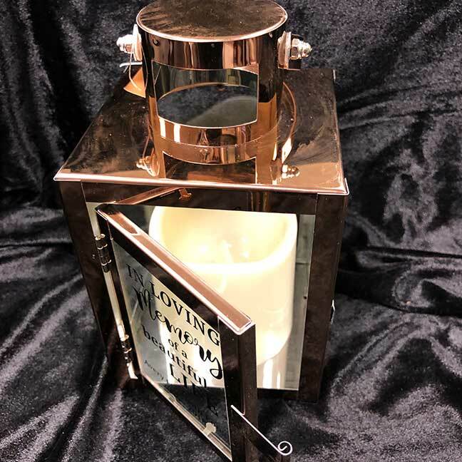 Personalized Beautiful Life Rose Gold Metal Lantern With LED Candle - The Funeral Program Site