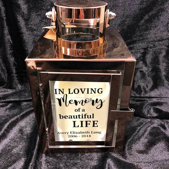 Personalized Beautiful Life Rose Gold Metal Lantern With LED Candle - The Funeral Program Site