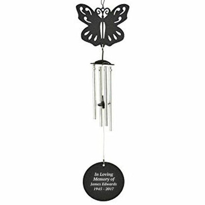 Personalized Butterfly Silhouette In Loving Memory Memorial Wind Chime - The Funeral Program Site