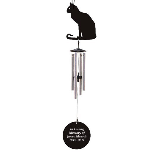 Personalized Cat Silhouette In Loving Memory Memorial Wind Chime - The Funeral Program Site