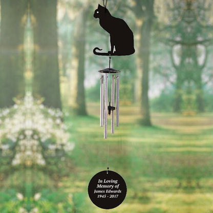 Personalized Cat Silhouette In Loving Memory Memorial Wind Chime - The Funeral Program Site