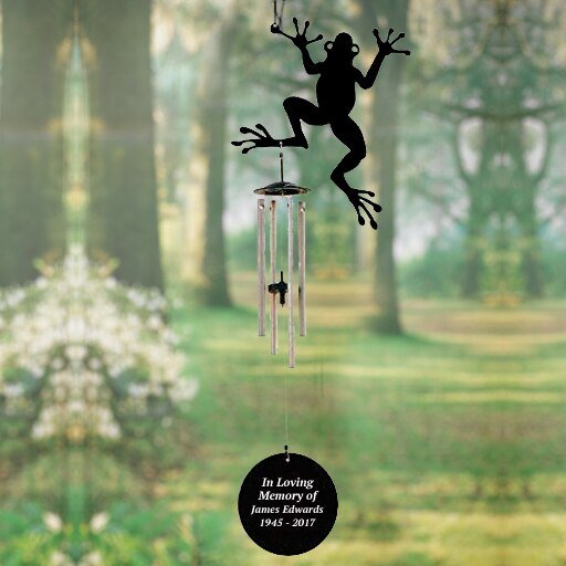 Personalized Frog Silhouette In Loving Memory Memorial Wind Chime - The Funeral Program Site