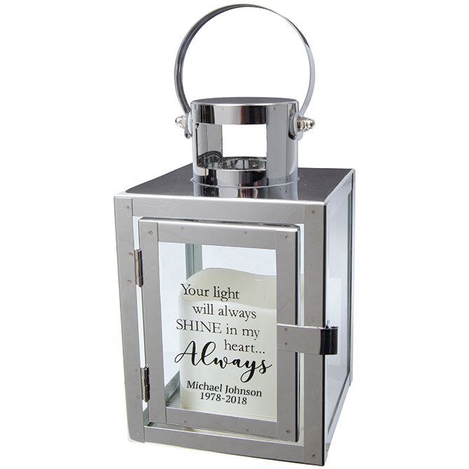 Personalized Heart Always Silver Metal Lantern - The Funeral Program Site