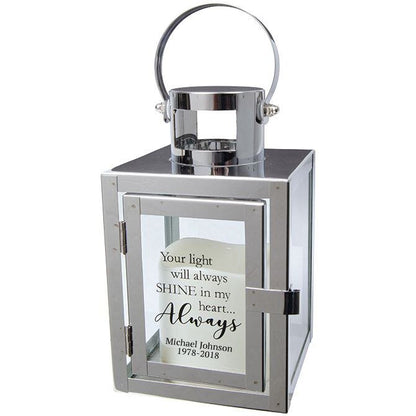 Personalized Heart Always Silver Metal Lantern - The Funeral Program Site