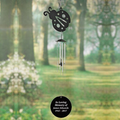 Personalized Lady Bug Silhouette In Loving Memory Memorial Wind Chime - The Funeral Program Site