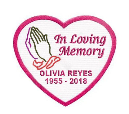 Personalized Praying Hands Heart Embroidered In Memory Of Patch - The Funeral Program Site