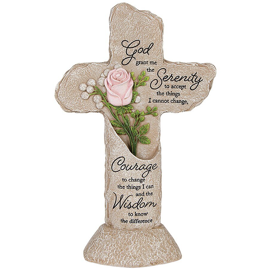 Personalized Serenity Prayer Heavenly Lights LED Pedestal Cross - The Funeral Program Site