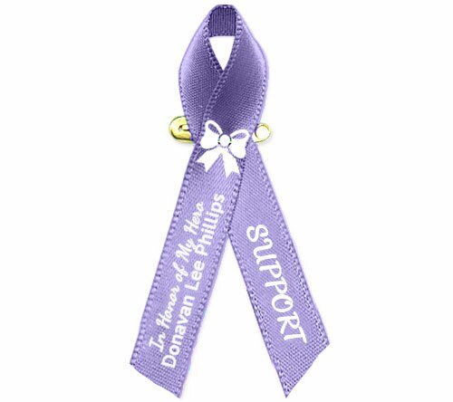 Personalized Stomach Cancer Awareness Ribbon (Periwinkle) - Pack of 10 - The Funeral Program Site