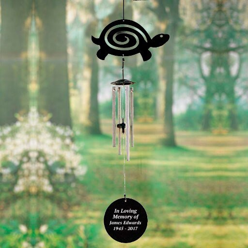 Personalized Turtle Silhouette In Loving Memory Memorial Wind Chime - The Funeral Program Site