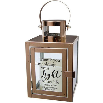 Personalized Your Light Rose Gold Metal Lantern - The Funeral Program Site