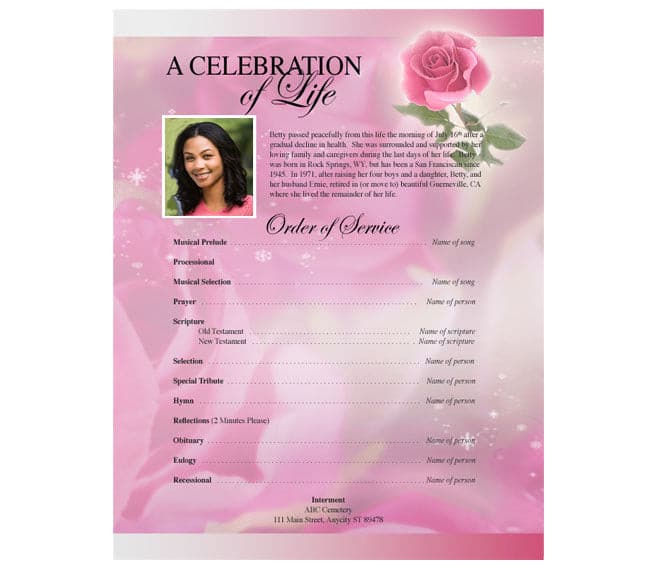 Petals Funeral Flyer Template - The Funeral Program Site