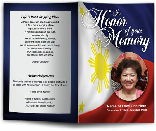 Philippines Funeral Program Template - The Funeral Program Site