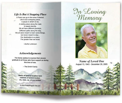 Pinetrees Online Funeral Program Template - The Funeral Program Site