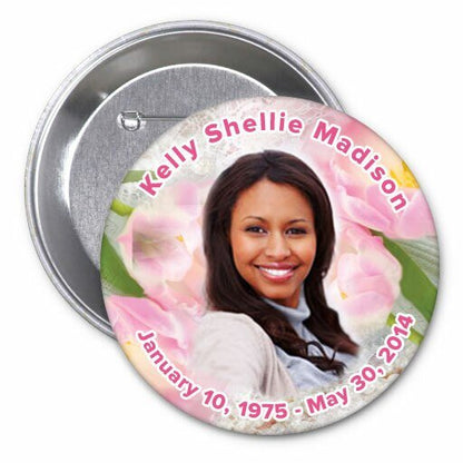 Pink Pearls Memorial Button Pin (Pack of 10) - The Funeral Program Site