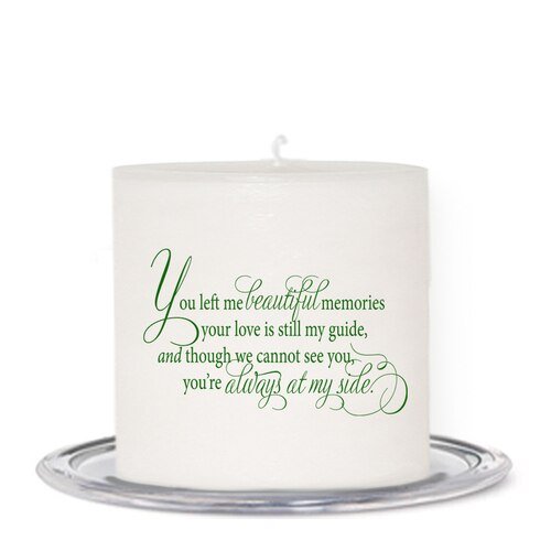 Pink Rosette Small Personalized Wax Candle - The Funeral Program Site