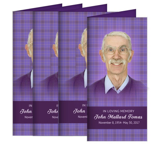 Plaid Long Fold Funeral Program Design & Print (Pack of 50) - The Funeral Program Site