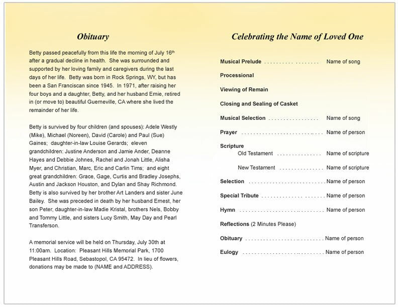 Playful Funeral Program Template - The Funeral Program Site