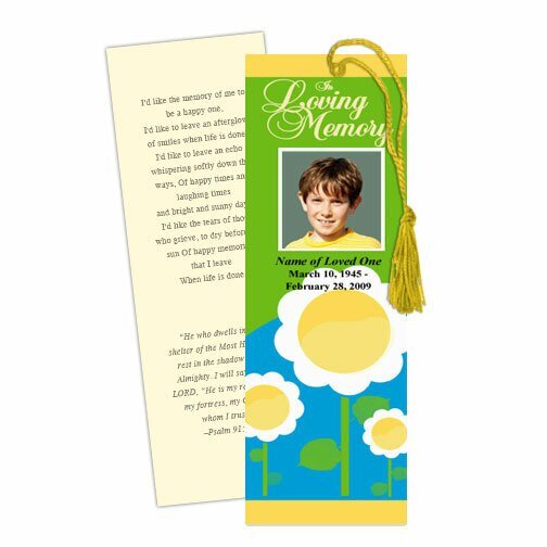 Playful Memorial Bookmark Template - The Funeral Program Site