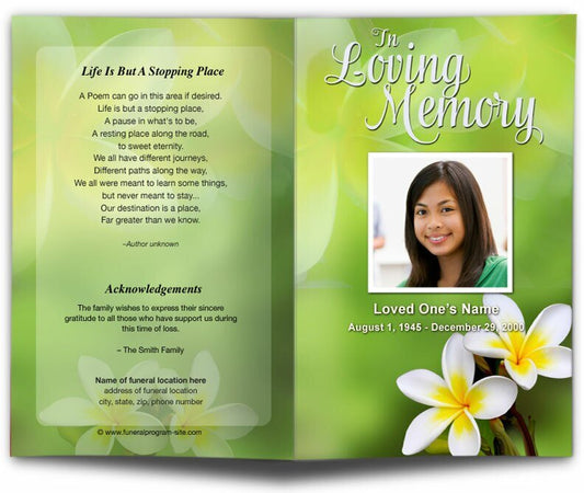 Plumeria Funeral Program Template - The Funeral Program Site