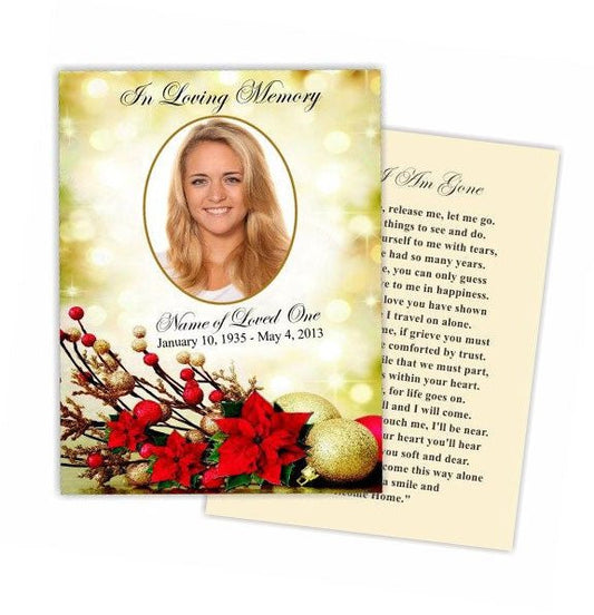 Ponsietta Small Memorial Card Template - The Funeral Program Site