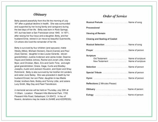 Posy Funeral Program Template - The Funeral Program Site