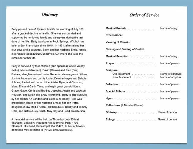 Powder Funeral Program Template - The Funeral Program Site