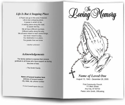 Praying Hands Funeral Program Template - The Funeral Program Site