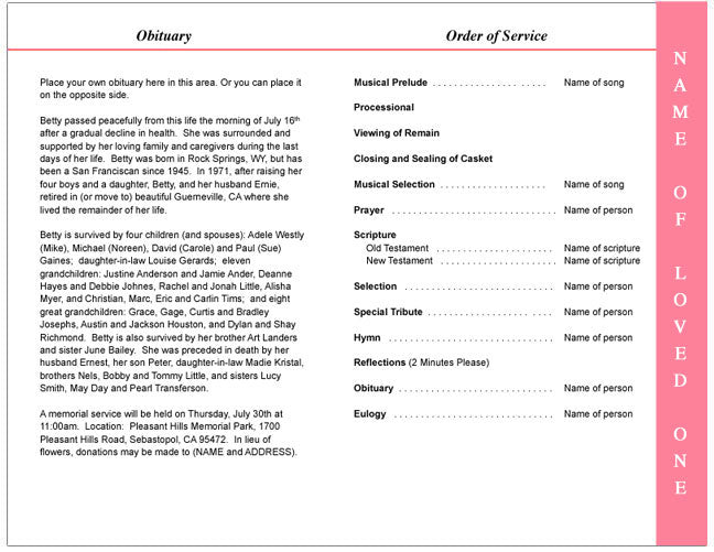 Precious 4 - Sided Graduated Funeral Program Template - The Funeral Program Site