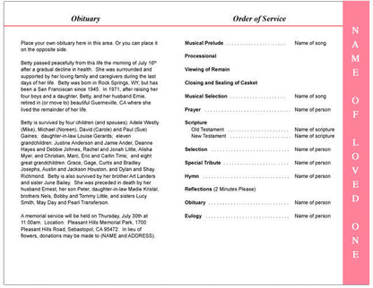 Precious 4 - Sided Graduated Funeral Program Template - The Funeral Program Site