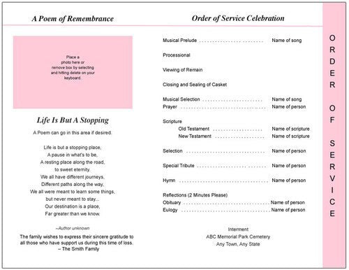 Precious 8 - Sided Funeral Graduated Program Template - The Funeral Program Site