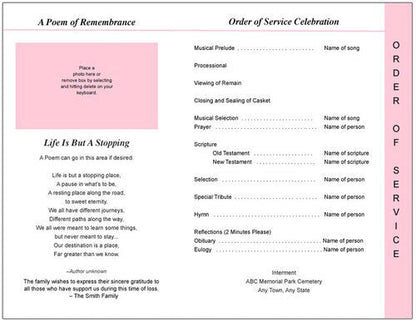 Precious 8 - Sided Funeral Graduated Program Template - The Funeral Program Site