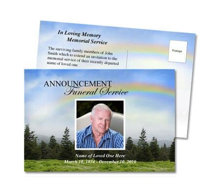 Promise Funeral Announcement Postcard Template - The Funeral Program Site