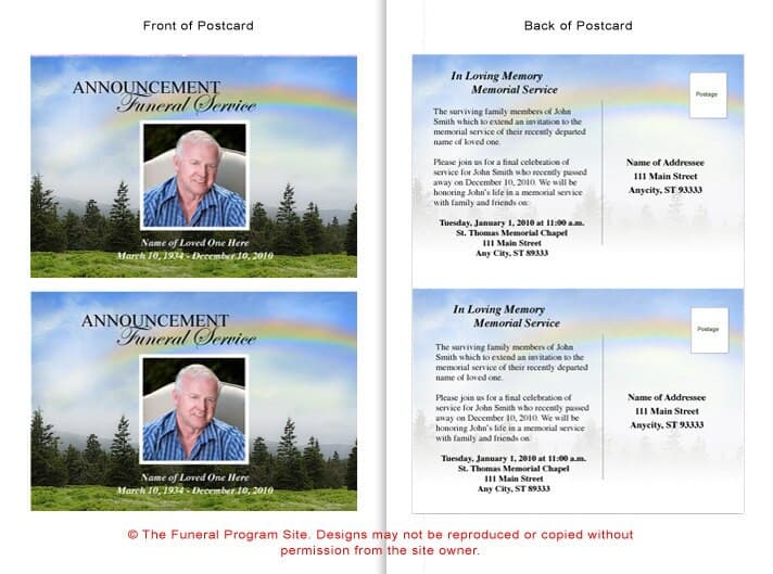 Promise Funeral Announcement Postcard Template - The Funeral Program Site