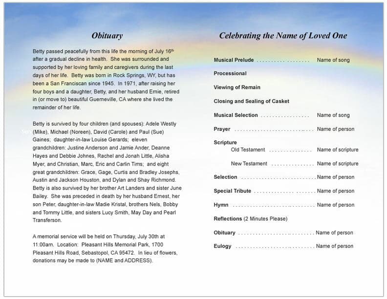 Promise Funeral Program Template - The Funeral Program Site