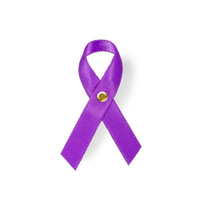 Purple Cancer Ribbon, Awareness Ribbons (No Personalization) - Pack of 10 - The Funeral Program Site