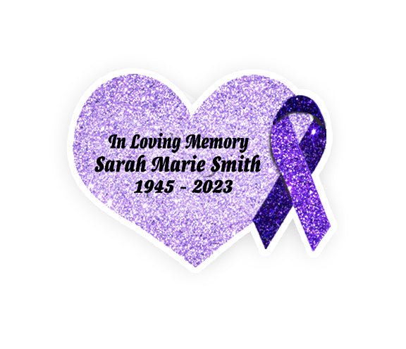 Purple Cancer Ribbon Heart Pin - Pack of 10 - The Funeral Program Site