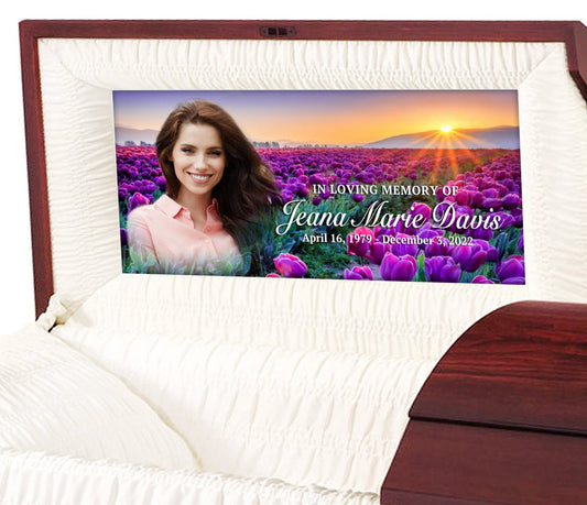 Purple Lilies Custom Casket Panel Insert - The Funeral Program Site