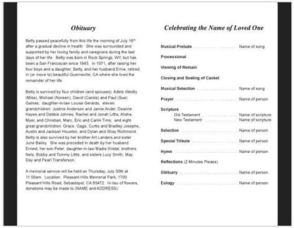 Racing Funeral Program Template - The Funeral Program Site