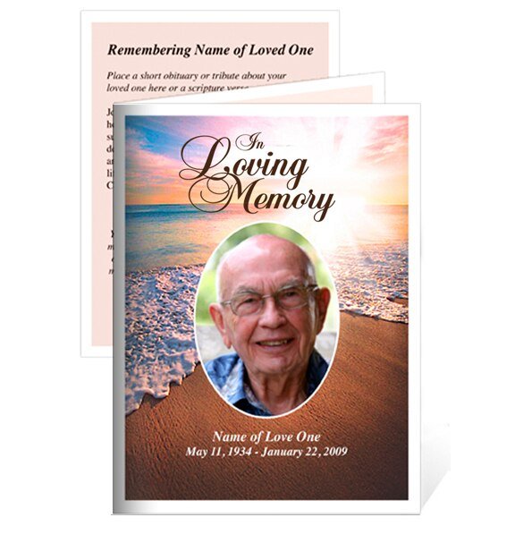 Radiance Small Memorial Card Template - The Funeral Program Site