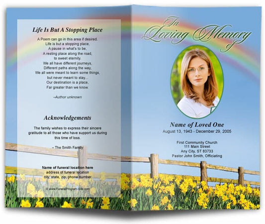 Rainbow Funeral Program Template - The Funeral Program Site