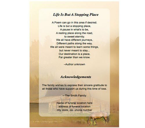 Ranch 8 - Sided Funeral Graduated Program Template - The Funeral Program Site