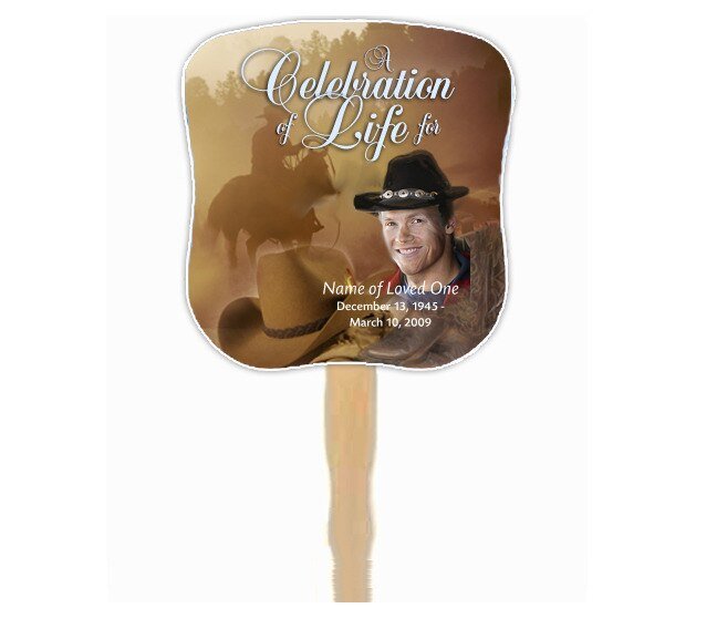 Ranch Cardstock Memorial Fan With Wooden Handle (Pack of 10) - The Funeral Program Site