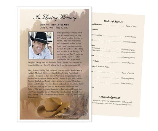 Ranch Funeral Flyer Template - The Funeral Program Site