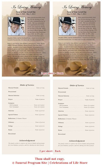 Ranch Funeral Flyer Template - The Funeral Program Site