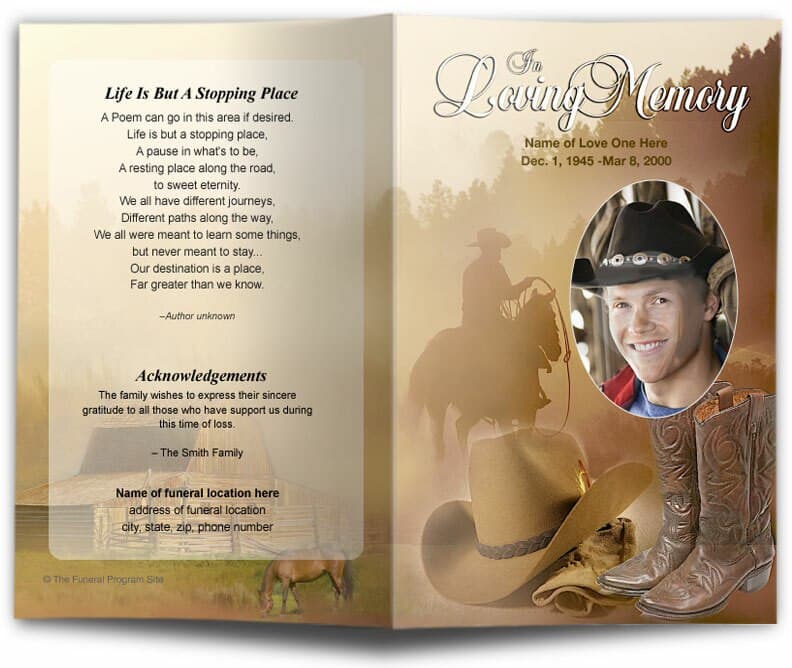 Ranch Funeral Program Template - The Funeral Program Site