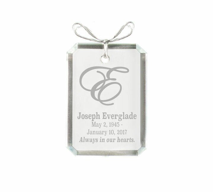 Rectangle Bevel Edge Crystal Christmas Ornament - The Funeral Program Site