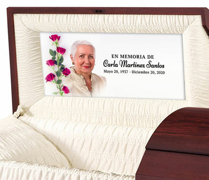 Red Roses Custom Casket Panel Insert - The Funeral Program Site