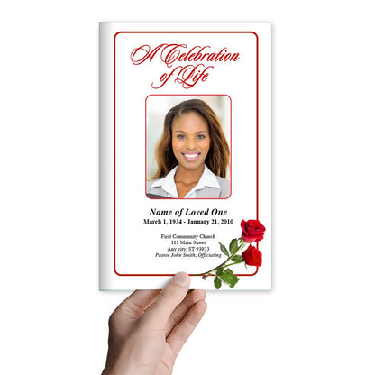 Red Roses Funeral Program Template - The Funeral Program Site