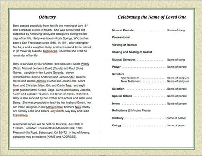 Redeemed Funeral Program Template - The Funeral Program Site