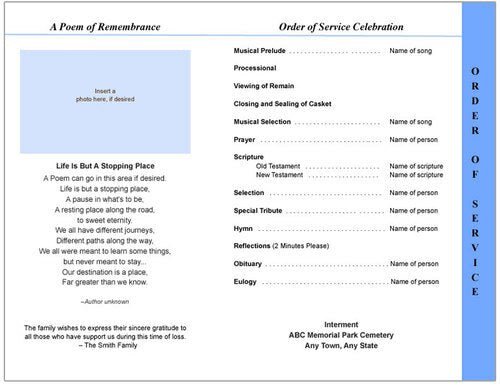 Reflection 8 - Sided Graduated Program Template - The Funeral Program Site